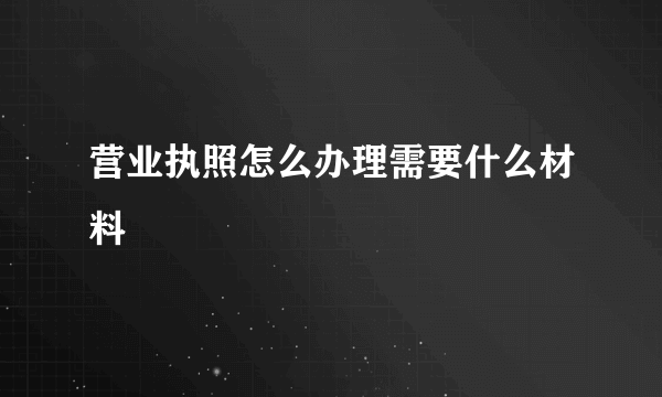 营业执照怎么办理需要什么材料