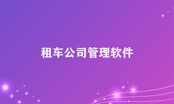 租车公司管理软件