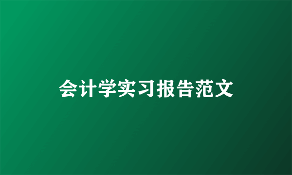 会计学实习报告范文