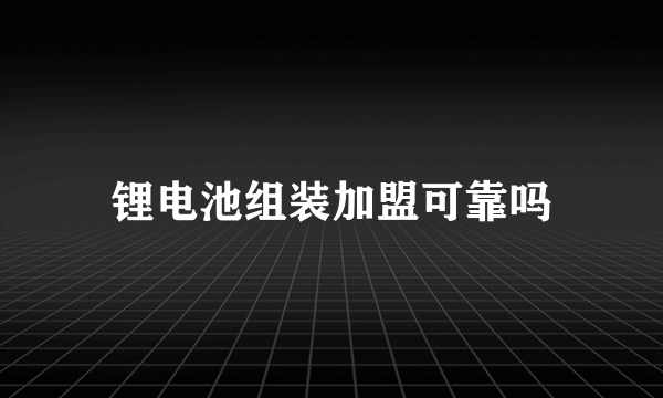 锂电池组装加盟可靠吗