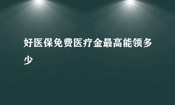 好医保免费医疗金最高能领多少