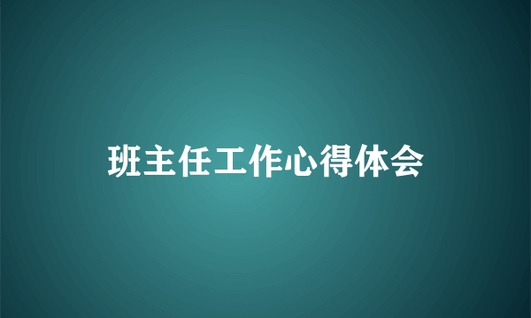 班主任工作心得体会