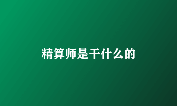 精算师是干什么的