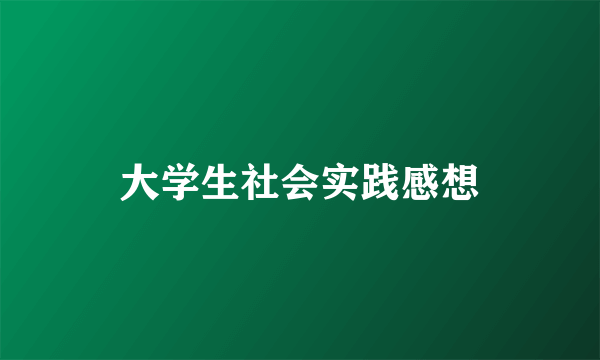 大学生社会实践感想