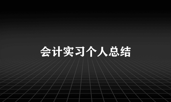 会计实习个人总结