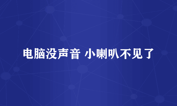 电脑没声音 小喇叭不见了