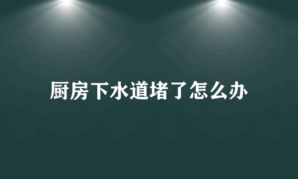 厨房下水道堵了怎么办