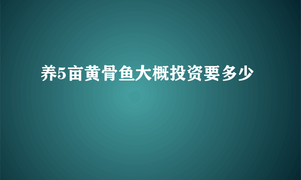 养5亩黄骨鱼大概投资要多少