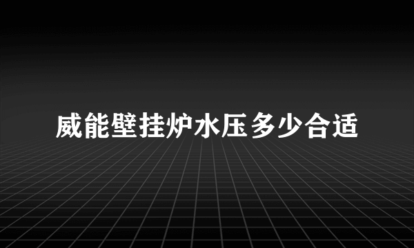 威能壁挂炉水压多少合适