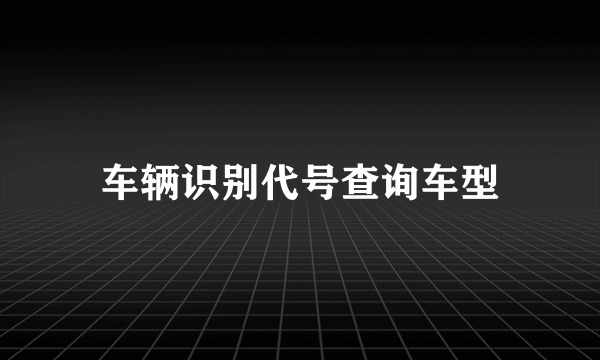 车辆识别代号查询车型