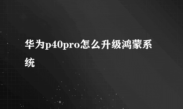 华为p40pro怎么升级鸿蒙系统