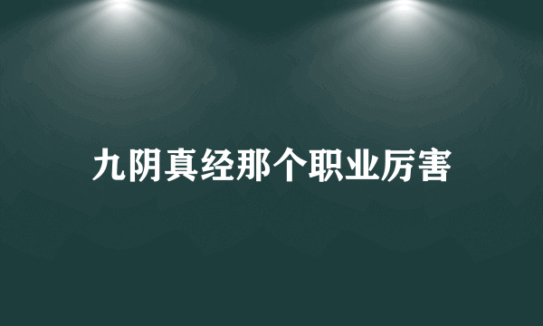 九阴真经那个职业厉害