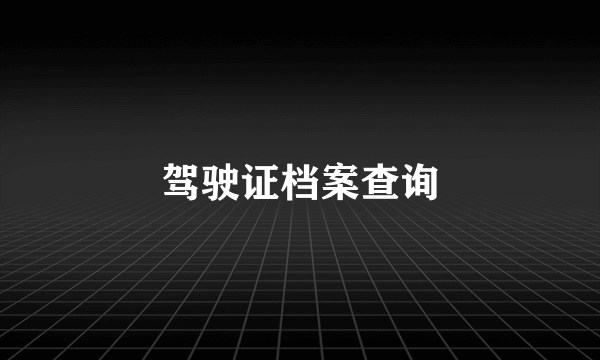 驾驶证档案查询