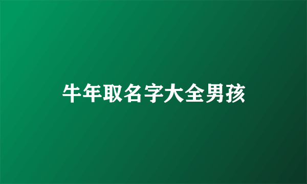 牛年取名字大全男孩