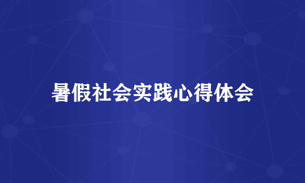 暑假社会实践心得体会