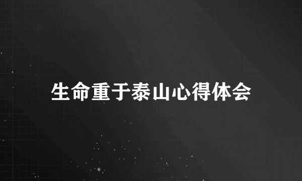 生命重于泰山心得体会