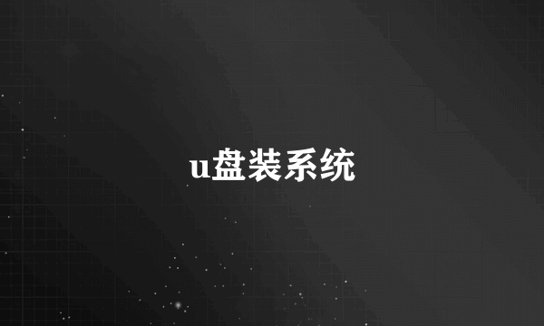 u盘装系统