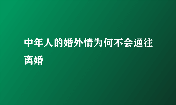 中年人的婚外情为何不会通往离婚