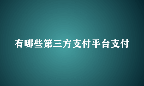 有哪些第三方支付平台支付