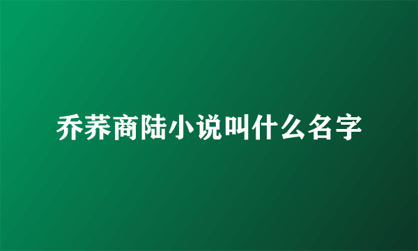 乔荞商陆小说叫什么名字