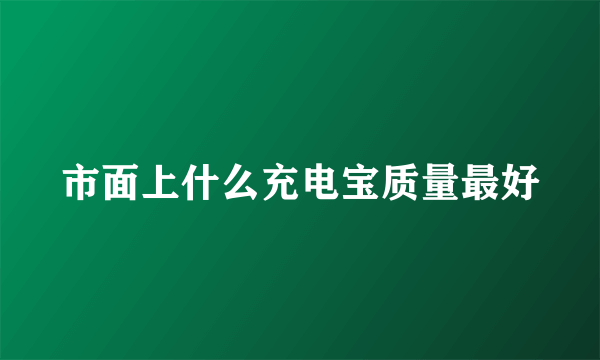 市面上什么充电宝质量最好