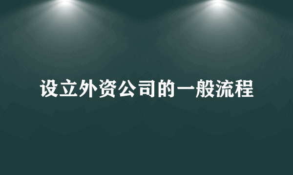 设立外资公司的一般流程