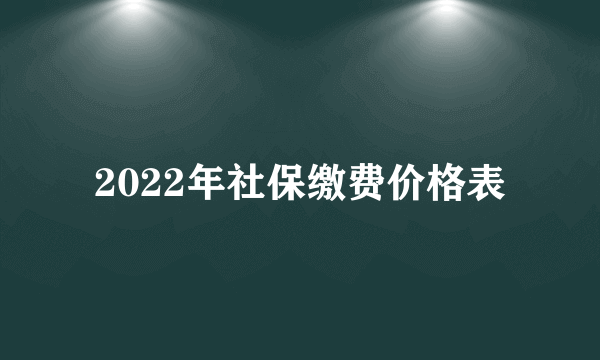 2022年社保缴费价格表