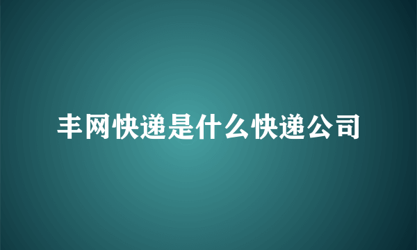 丰网快递是什么快递公司