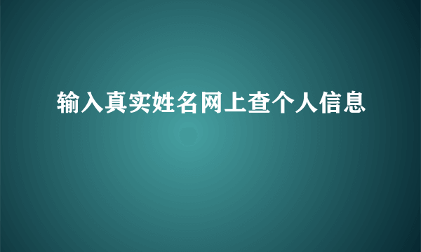 输入真实姓名网上查个人信息