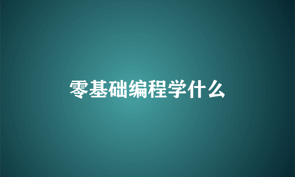 零基础编程学什么