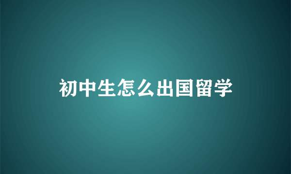 初中生怎么出国留学