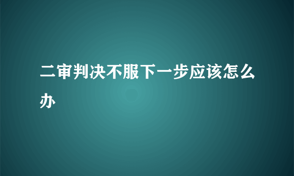 二审判决不服下一步应该怎么办