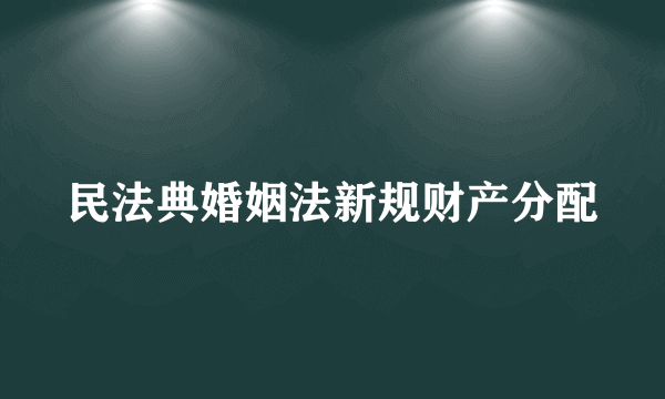 民法典婚姻法新规财产分配