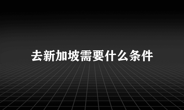 去新加坡需要什么条件