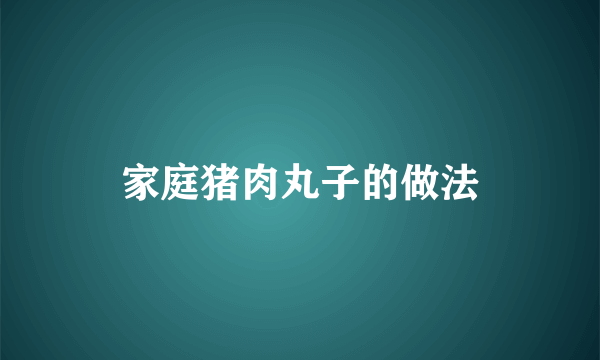 家庭猪肉丸子的做法