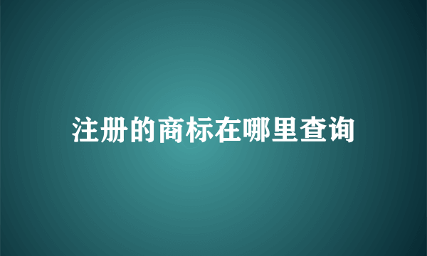 注册的商标在哪里查询