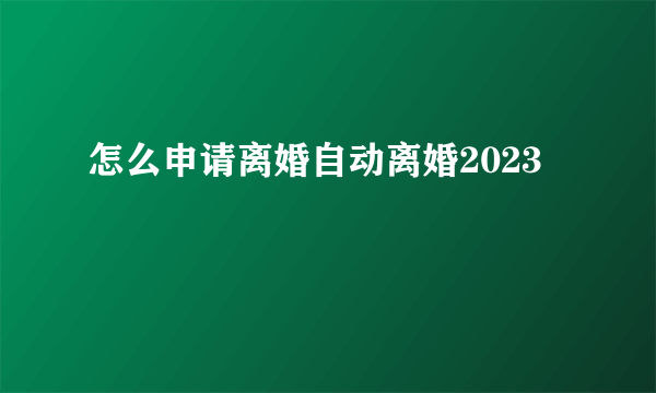 怎么申请离婚自动离婚2023