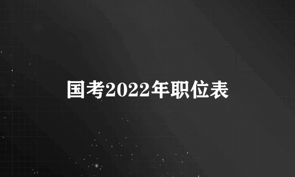 国考2022年职位表