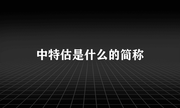 中特估是什么的简称