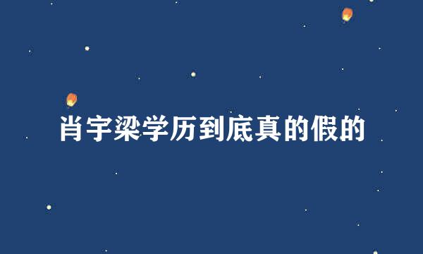 肖宇梁学历到底真的假的