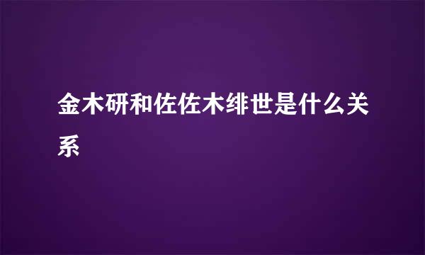 金木研和佐佐木绯世是什么关系