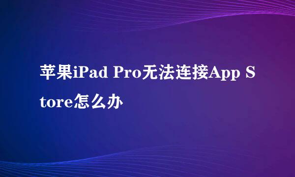 苹果iPad Pro无法连接App Store怎么办