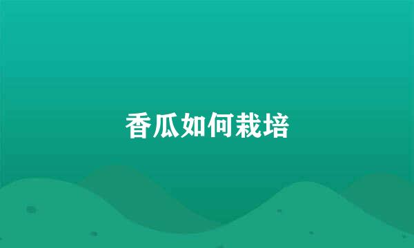 香瓜如何栽培