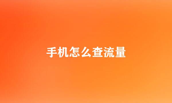 手机怎么查流量