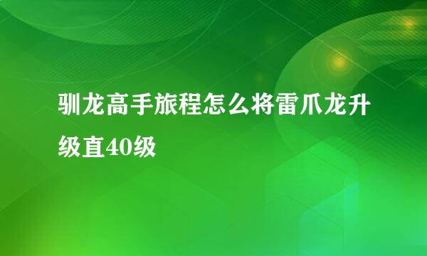 驯龙高手旅程怎么将雷爪龙升级直40级