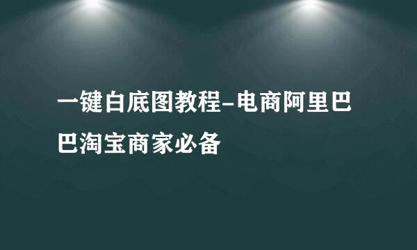 一键白底图教程-电商阿里巴巴淘宝商家必备