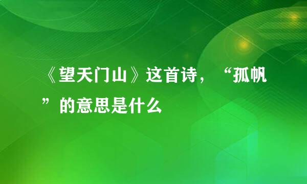 《望天门山》这首诗，“孤帆”的意思是什么