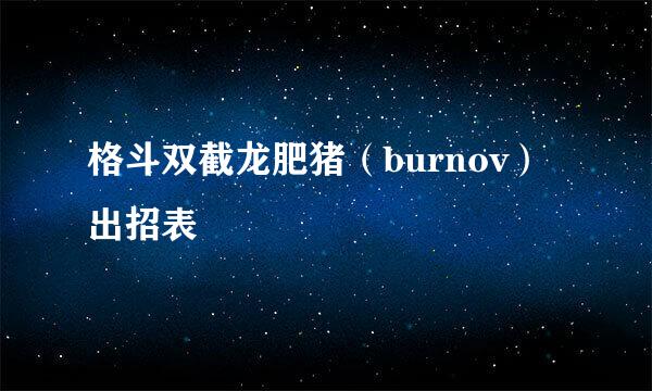 格斗双截龙肥猪（burnov）出招表