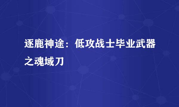 逐鹿神途：低攻战士毕业武器之魂域刀