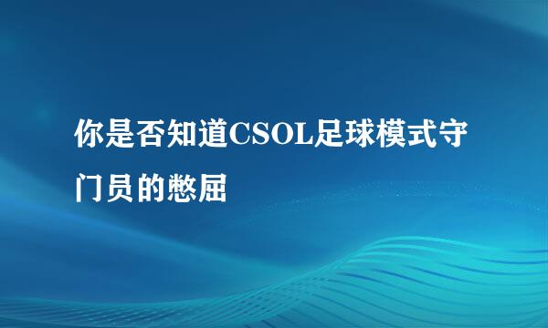 你是否知道CSOL足球模式守门员的憋屈